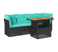 vidaXL Set Divani da Giardino 5 pz con Cuscini in Polyrattan Nero, Set di salotti da Giardino, Divano per Giardino, Set di divani ad Angolo da Esterno