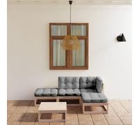Set Divani da Giardino 5 pz con Cuscini Legno Massello di Pino