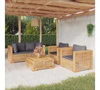 vidaXL Set Divani da Giardino 5 pz con Cuscini Legno Massello di Teak