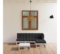 Set Divani da Giardino 5 pz con Cuscini Legno Massello Pino