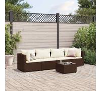 vidaXL Set Divani da Giardino 5 pz con Cuscini Marrone in Polyrattan