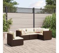 vidaXL Set Divani da Giardino 5 pz con Cuscini Marrone in Polyrattan