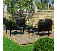 vidaXL Set Divani da Giardino 5 pz con Cuscini Neri in PVC