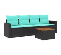 vidaXL Set Divani da Giardino 5 pz con Cuscini Nero in Polyrattan