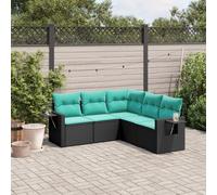vidaXL Set Divani da Giardino 5 pz con Cuscini Nero in Polyrattan
