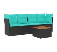 vidaXL Set Divani da Giardino 5 pz con Cuscini Nero in Polyrattan