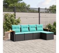 vidaXL Set Divani da Giardino 5 pz con Cuscini Nero in Polyrattan
