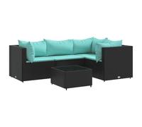 vidaXL Set Divani da Giardino 5 pz con Cuscini Nero in Polyrattan, Set Salotto da Giardino con Cuscini, Set arredo da Giardino, Set Salotto da Esterno