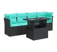 vidaXL Set Divani da Giardino 5 pz con Cuscini Nero Polyrattan Acacia