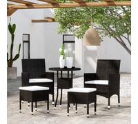 Set Divani da Giardino 5 pz in Polyrattan Nero