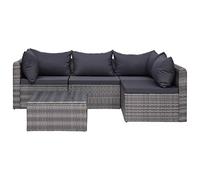 vidaXL Set Divani da Giardino 5pz con Cuscini Funzionale Impermeabile Facile da Pulire Modulare Resistente Rustico Sofà Divanetti in Polyrattan Grigio