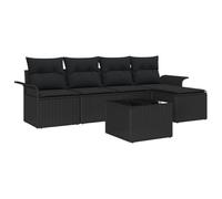 vidaXL Set divani da Giardino da 6 Pezzi con Cuscini Mobili da Esterno Design modulare Regolabile Nero Resistente agli Agenti Atmospheric Polyrattan Sezionale Patio Seduta Moderna