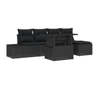 vidaXL Set di 6 divani da giardino in polyrattan nero con cuscino, design modulare, ideale per uso esterno seduta e spazio di archiviazione, divano patio mobili modulari