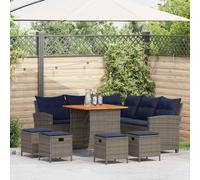 Set Divani da Giardino 6 pz con Cuscini a Forma di L Polyrattan
