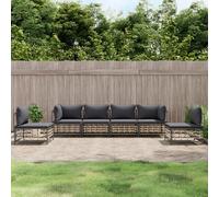 vidaXL Set Divani da Giardino 6 pz con Cuscini Antracite in Polyrattan
