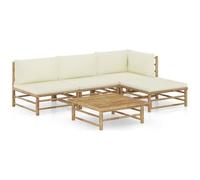 VIDAXL - Set Divani da Giardino 6 pz con Cuscini Bianco Crema in Bamb