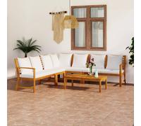 vidaXL Set Divani da Giardino 6 pz con Cuscini Crema in Legno Acacia