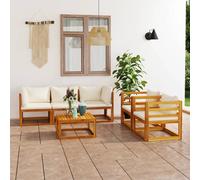 VIDAXL - Set Divani Da Giardino 6 Pz Con Cuscini Crema In Legno Acacia