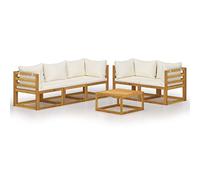 vidaXL Set divani da giardino 6 pz in legno massello di acacia con cuscini crema