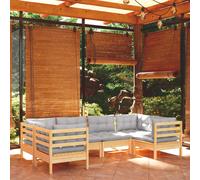vidaXL Set Divani da Giardino 6 pz con Cuscini Grigi Massello di Pino