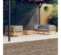 vidaXL Set Divani da Giardino 6 pz con Cuscini Grigi Massello di Pino