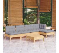 vidaXL Set Divani da Giardino 6 pz con Cuscini Grigi Massello di Pino