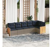 Set Divani da Giardino 6 pz con Cuscini Grigio in Polyrattan