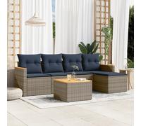 vidaXL Set Divani da Giardino 6 pz con Cuscini Grigio in Polyrattan