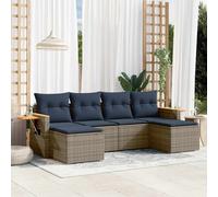 vidaXL Set Divani da Giardino 6 pz con Cuscini Grigio in Polyrattan