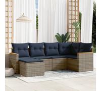Set Divani da Giardino 6 pz con Cuscini Grigio in Polyrattan