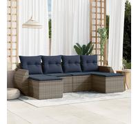 Set Divani da Giardino 6 pz con Cuscini Grigio in Polyrattan