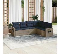 vidaXL Set Divani da Giardino 6 pz con Cuscini Grigio in Polyrattan