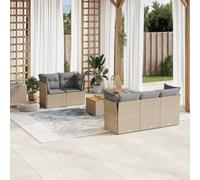 vidaXL Set di 6 divani da giardino con cuscini in polyrattan misto beige