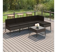 Set Divani da Giardino 6 pz con Cuscini in Polyrattan Grigio
