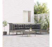Set Divani da Giardino 6 pz con Cuscini in Polyrattan Grigio