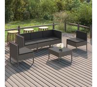 vidaXL Set Divani da Giardino 6 pz con Cuscini in Polyrattan Grigio