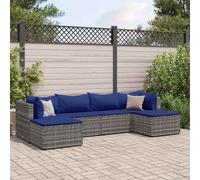 vidaXL Set Divani da Giardino 6 pz con Cuscini in Polyrattan Grigio