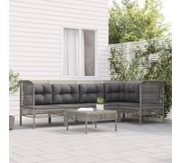 vidaXL Set Divani da Giardino 6 pz con Cuscini in Polyrattan Grigio