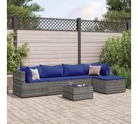 Set Divani da Giardino 6 pz con Cuscini in Polyrattan Grigio