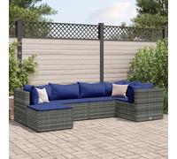 vidaXL Set Divani da Giardino 6 pz con Cuscini in Polyrattan Grigio