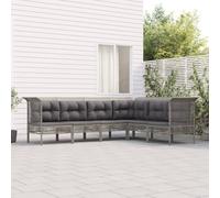 vidaXL Set Divani da Giardino 6 pz con Cuscini in Polyrattan Grigio