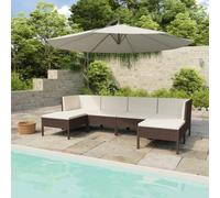 vidaXL Set Divani da Giardino 6 pz con Cuscini in Polyrattan Marrone