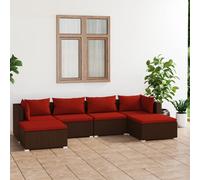 Set Divani da Giardino 6 pz con Cuscini in Polyrattan Marrone