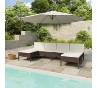 vidaXL Set Divani da Giardino 6 pz con Cuscini in Polyrattan Marrone