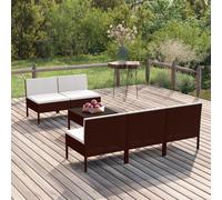 vidaXL Set Divani da Giardino 6 pz con Cuscini in Polyrattan Marrone