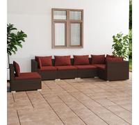 vidaXL Set Divani da Giardino 6 pz con Cuscini in Polyrattan Marrone