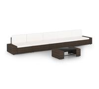 vidaXL Set Divani da Giardino 6 pz con Cuscini in Polyrattan Marrone