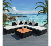 vidaXL Set Divani da Giardino 6 pz con Cuscini in Polyrattan Nero