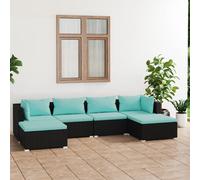 vidaXL Set Divani da Giardino 6 pz con Cuscini in Polyrattan Nero