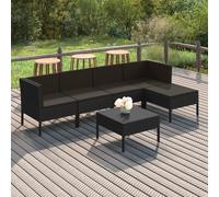 vidaXL Set Divani da Giardino 6 pz con Cuscini in Polyrattan Nero